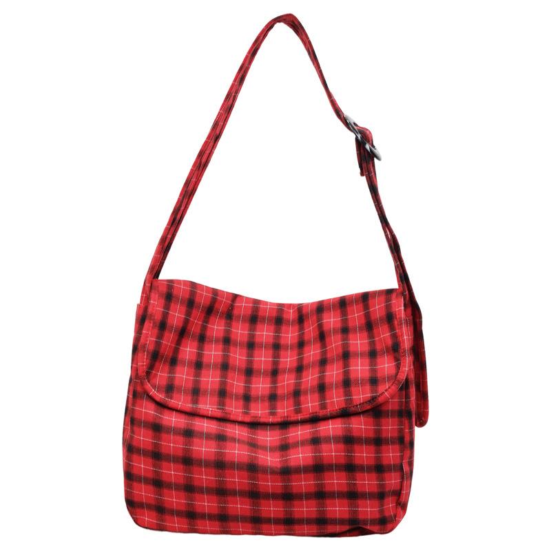 

Vintage Check Large Capacity Shoulder Bag Women s College Tote Bag