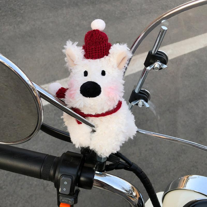 Kawaii West Highland Terrier Welpen Plüschtier Cartoon Magnetische Stoffpuppen Motorrad Elektrofahrrad Rückspiegel Anhänger Dekor