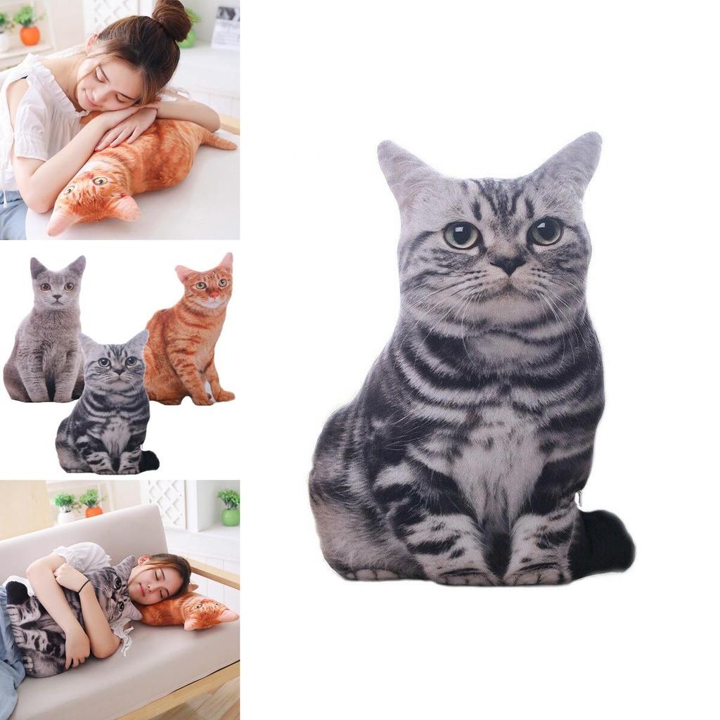 Adorable Almohada de Gato con Simulación 3D de 50 cm Juguete de Peluche Cojín Para Decoración Acogedora del Hogar