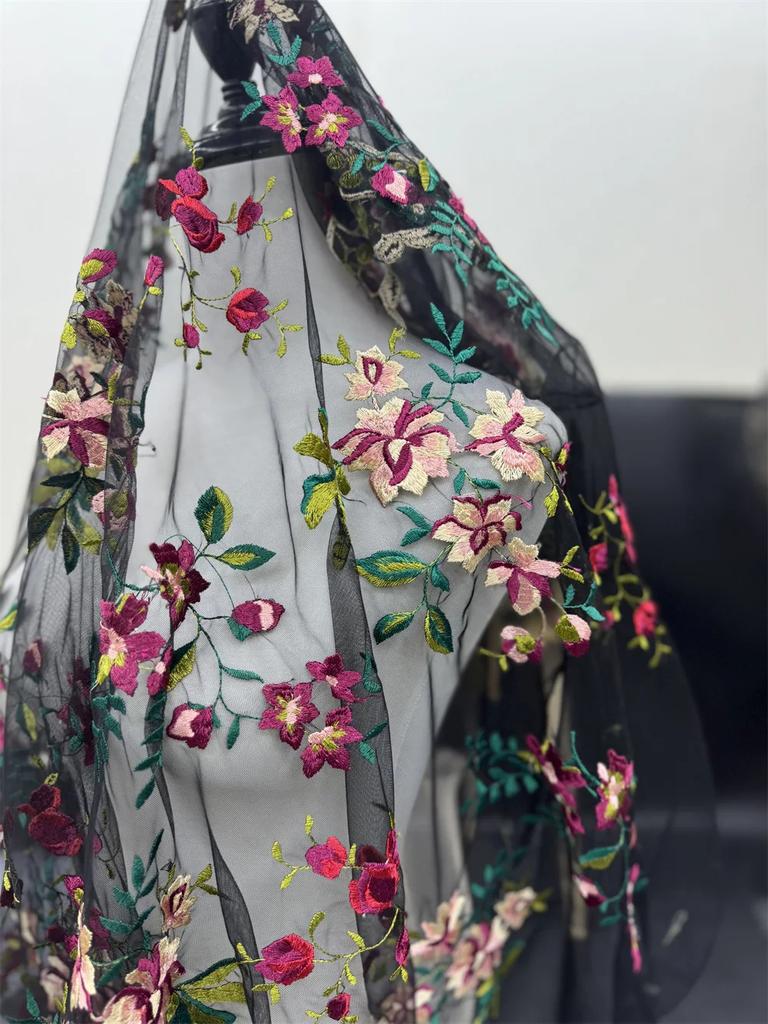 1/3yard Flower Embroidery Lace Fabric Soft Women Wedding Dress For DIY Handmade Sewing Lace Embroidery Fabric Crafts