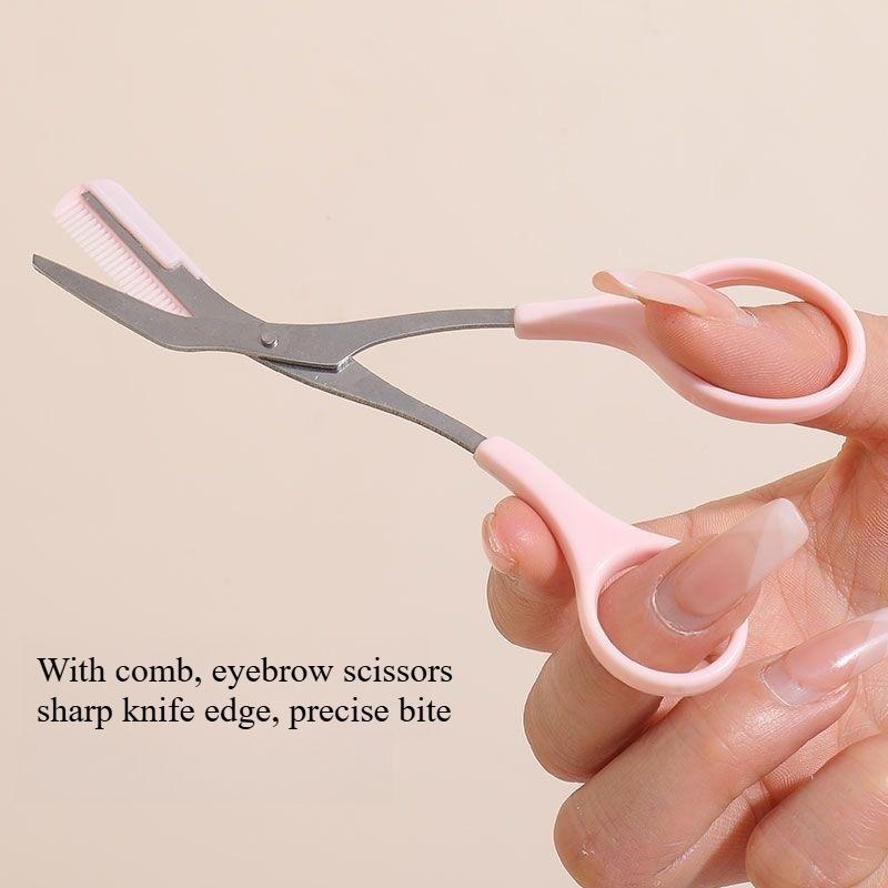Steel Eyebrow Scissors with Comb - Professional Brow Trimming Kit for Precise Shaping, Safe & Easy Grooming