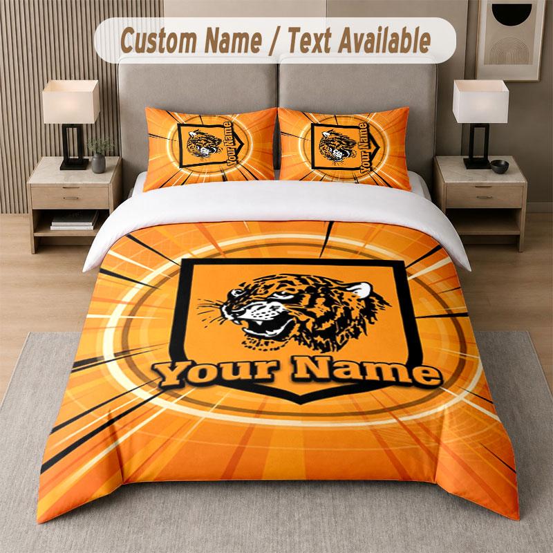 Set Biancheria da Letto Personalizzato Modello Hull FC, Stampa Nome Testo 1 Copripiumino più 2 Federe Tessile per la Casa