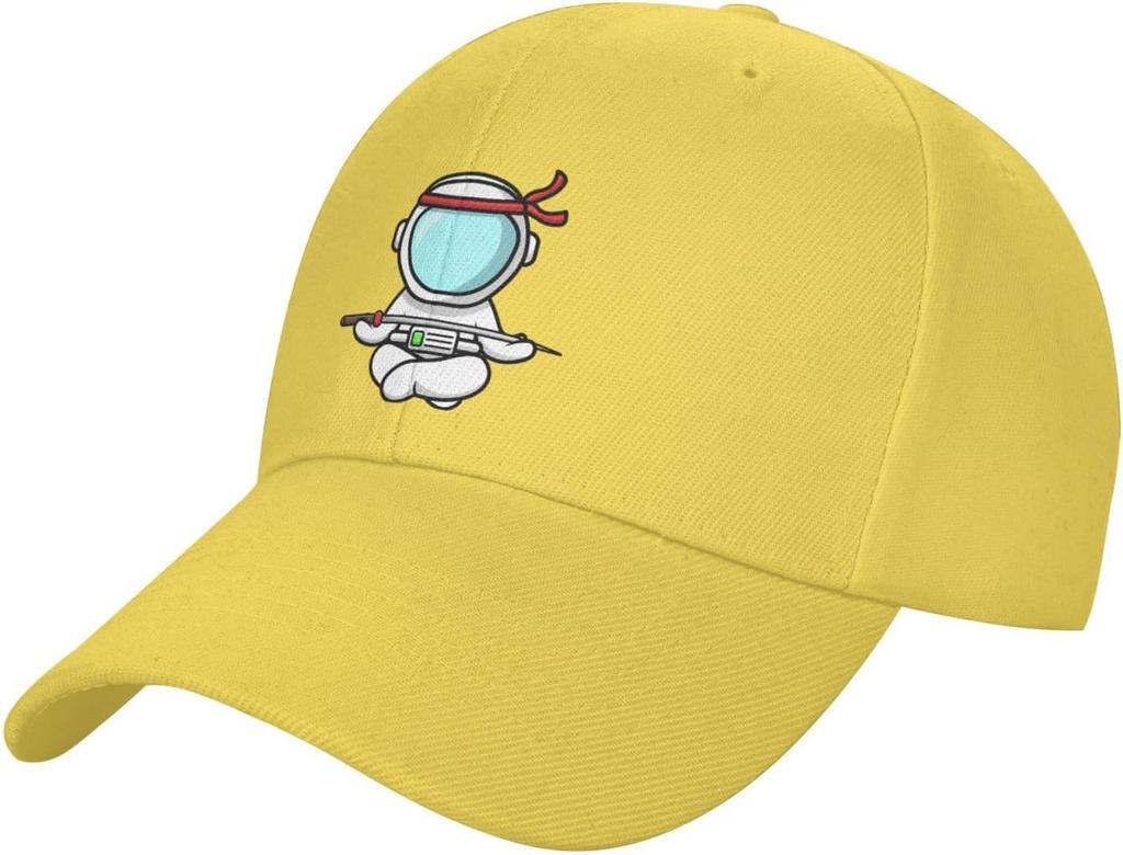 Astronaut Ninja Meditating With Sword Baseball Cap Polyester Casual Adjustable Sport Hat