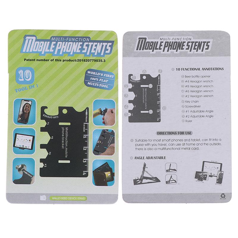 1Pc Folding Mobile Phone Bracket Mini Edc Card Bottle Opener Screwdriver Wrench