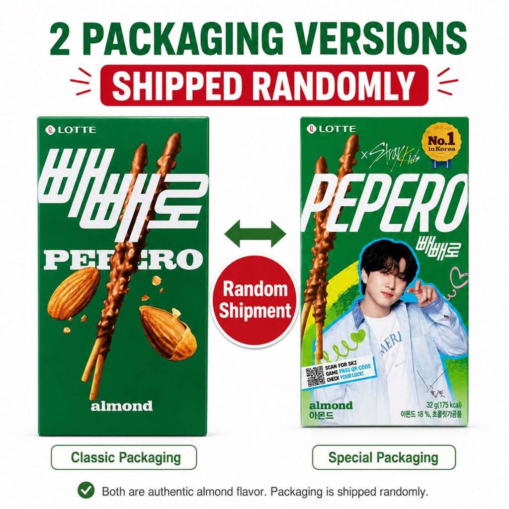 Lotte Pepero Almond Chocolate Biscuit Sticks Boy Group Limited Edition 32g Patterns are sent randomly