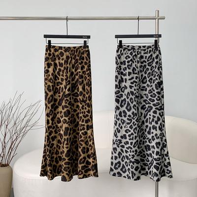 Skirt Women Summer Casual Versatile Leopard  Elastic Half Skirt Loose Comfortable Oversize Stretchy Bustier Skirt