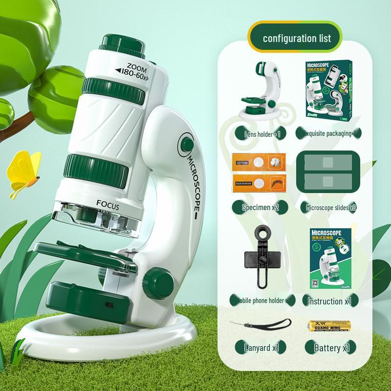Portable Kids' Microscope Science Kit - Educational Toy for Primary & Middle School Students, Perfect Gift for Boys & Girls