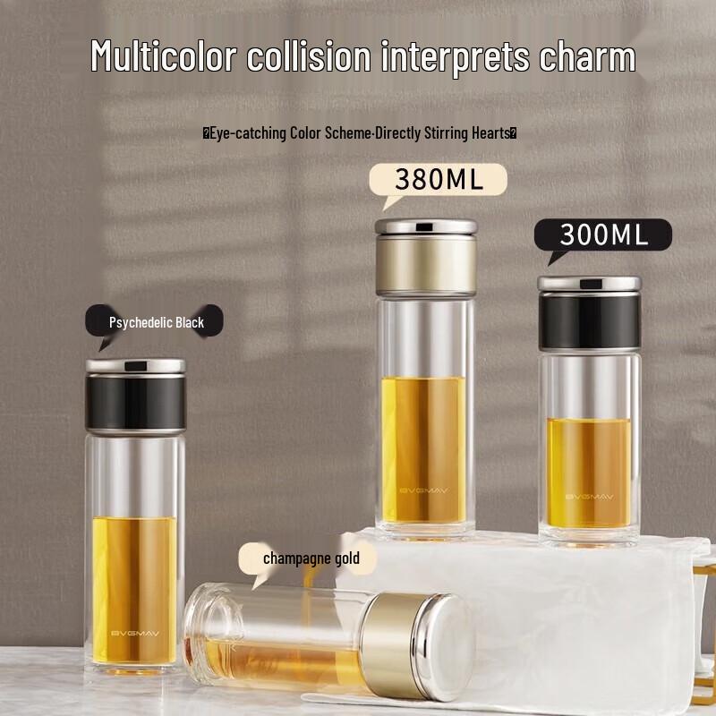 BVGMAV Double-Wall Glass Tea Infuser Mug