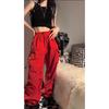 Women's High Waist Slimming Cargo Pants - Versatile, Loose Straight-Leg Drape, Floor-Length for Spring & Summer