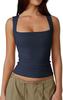 European And American Women'S Clothing Street Hottie Fashion Square Collar Basic Slim-Fit Sleeveless Vest Bottoming Top