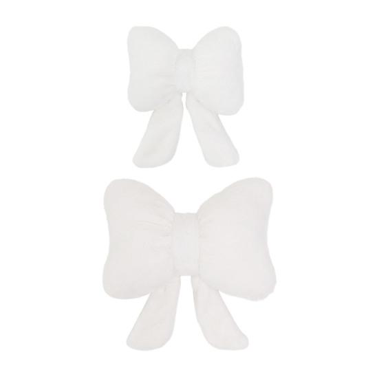 Plush Bow Car Headrest Pillow Lumbar Support Pillow Soft Comfortable Waist Pillow Elastic Bands Car Seat Back Cushion