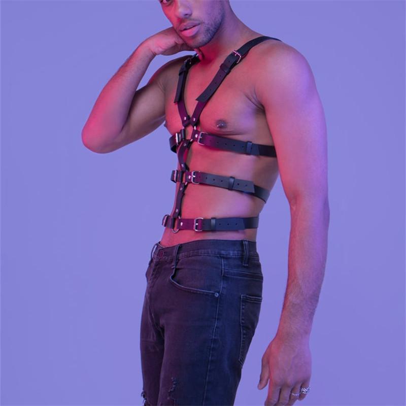 Male Pu Leather Lingerie Sexual Chest Harness Belt Men Adjustable Rave Gay Clothing  Fetish Full Body Harness Belt Strap