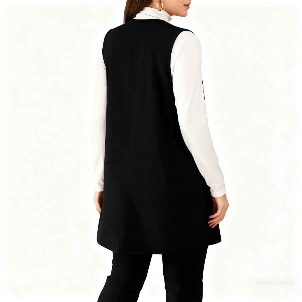 Dammode V-ringad Ärmlös Västjacka i Enfärgat