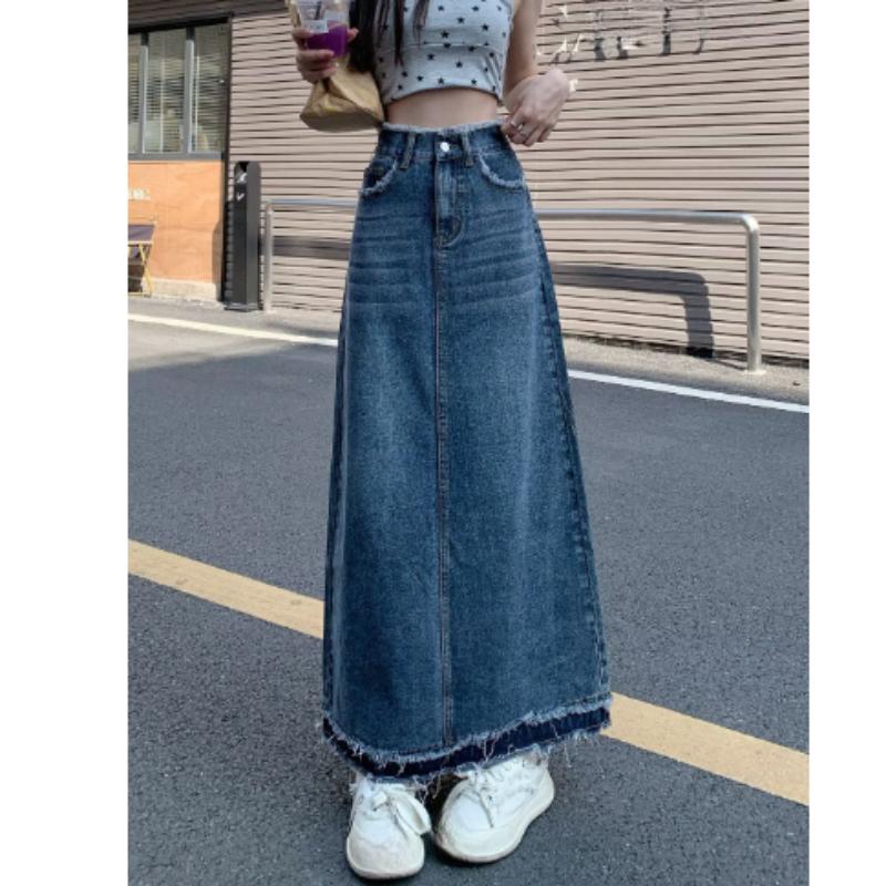 

Плюс размер 5XL винтажная джинсовая юбка женская весенняя корейская мода с высокой талией А-силуэта тонкая милая сексуальная джинсовая юбка с оборками