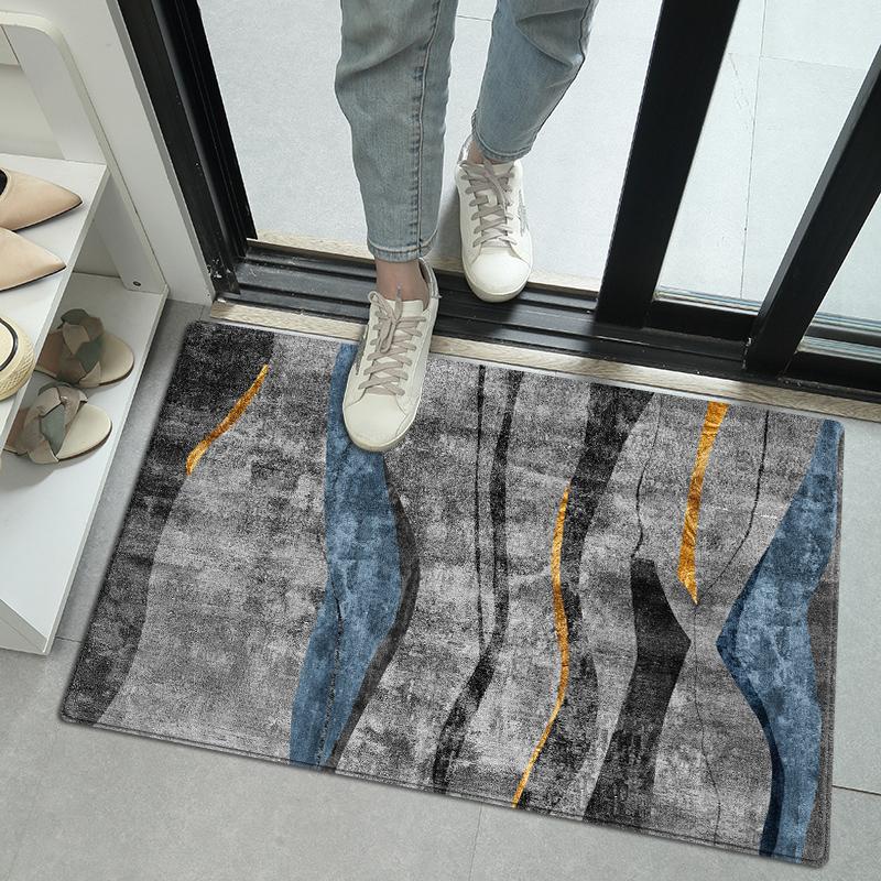 Simple Geometric Design Floor Mat For Entrance Toilet Washing Room 40x60/50x80/60x90/80x120cm Hypoallergenic Flannel Ultra Lghtweight Bath Rug