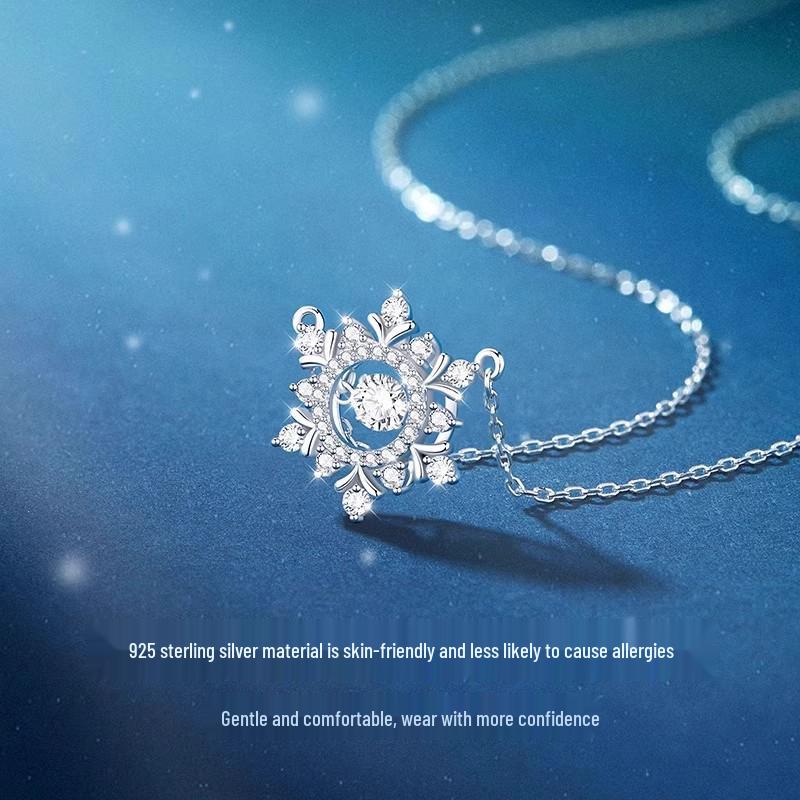 Beating Heart Zirconia Snowflake S925 Sterling Silver Necklace - Exquisite & Versatile Clavicle Chain 2025 Style