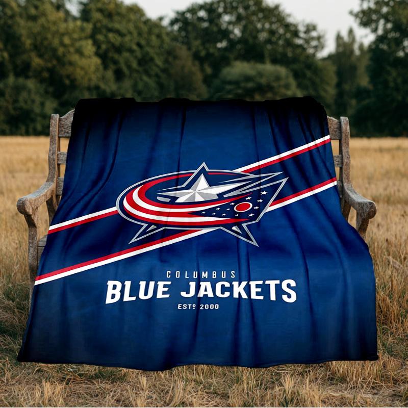 Columbus Blue Jackets Logo Blanket Flannel Throw for Sofa, Indoor, Camping, Living Room, Office, Chair, And Bed Soft Birthday Gift
