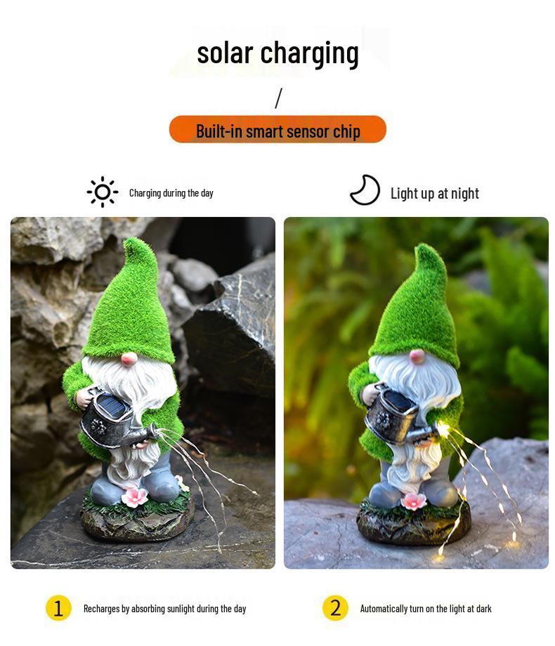 Solar Gnome Garden Lamp Resin Ornament