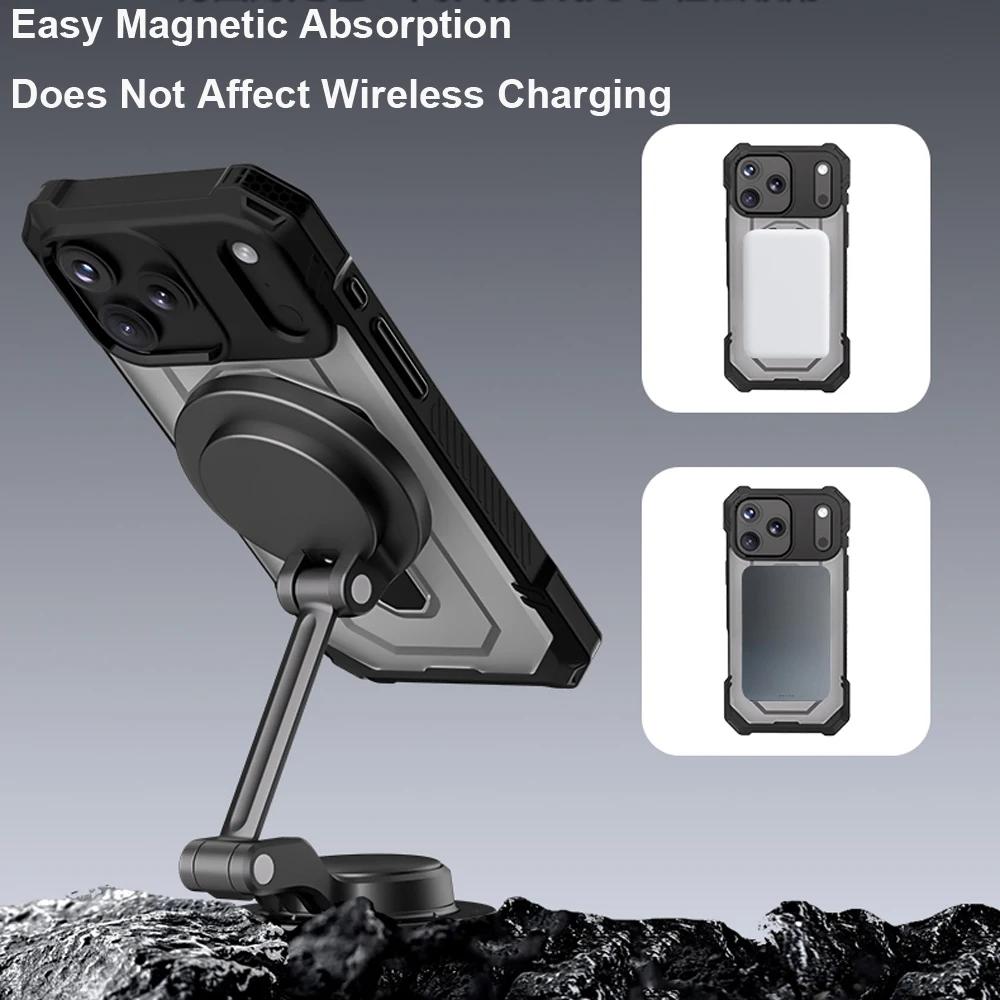 Heavy Military Armor Shockproof Case For iPhone 17 Pro Max 17 Air 17 Pro Magsafe Magnetic Ring Stand Holder Hard Cover