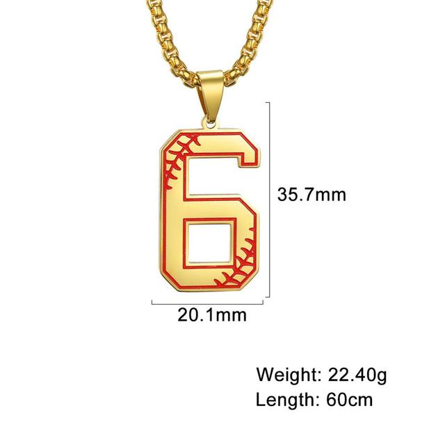 My Shape Baseball Pattern Number Pendant Necklace For Men Sport Basketball Figure Stainless Steel Necklaces Fashion Male Jewelry