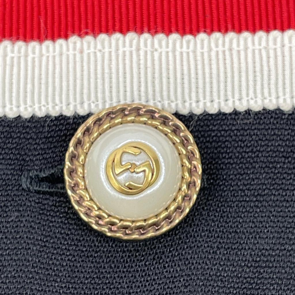 GUCCI 572304 Navy Black Interlocking G Pearl Button Short Sleeve Dress dress 38 blackUsed