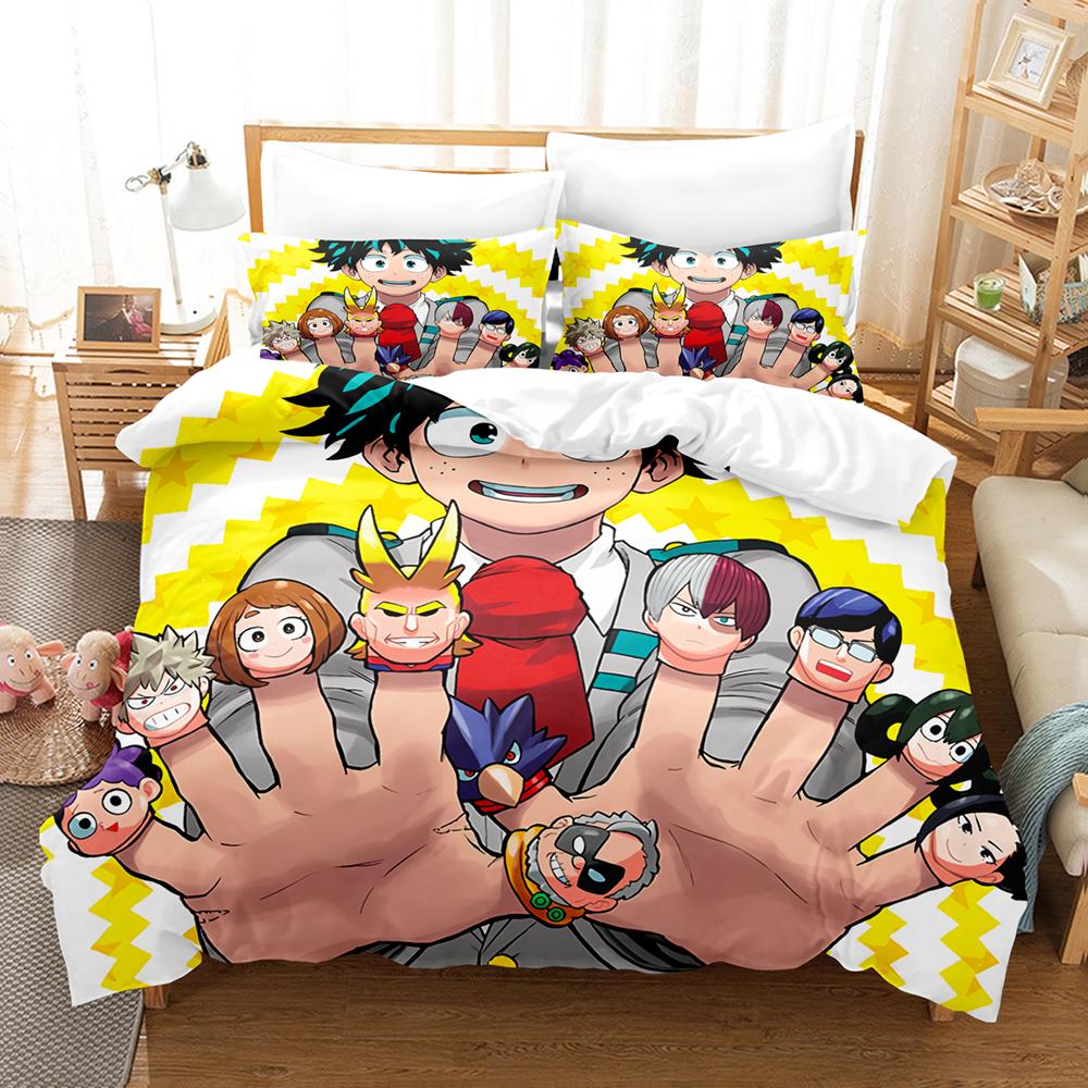 My Hero Academia Bettwäsche-Set Einzelbett Twin Full Queen King Size Todoroki Bett-Set Schlafzimmer für Erwachsene und Kinder Bettbezug-Sets 3D-Druck 047