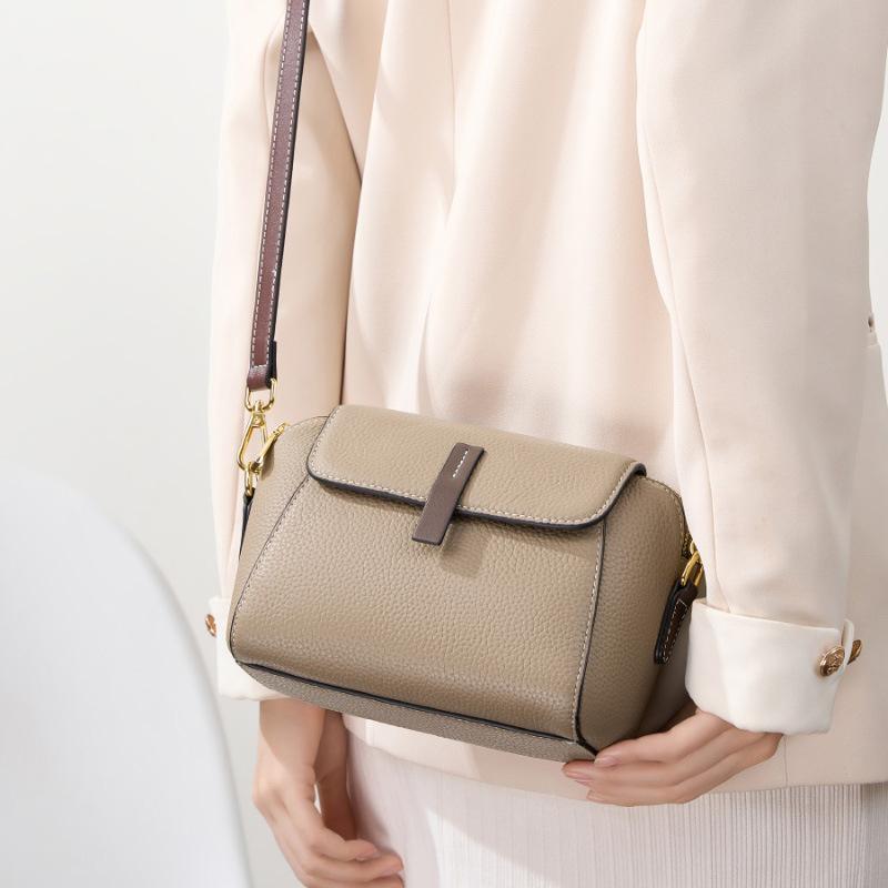 First Layer Cowhide Leather New Women's Shoulder Bag White Spring and Summer Small Bag Design Sense Niche Bag Women's Crossbody Bag