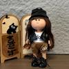 Fashion Curly Hair 24Cm Bean Eye Vinyl Doll Dark Skin Dress Up Mia Potato Dolls 24Cm Movable Action Figure Body Diy Toys