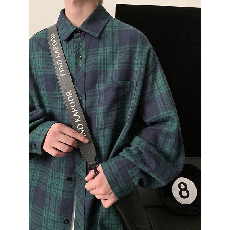 

New Plaid Shirt Long -sleeved Retro Top Jacket XXXL жовтий