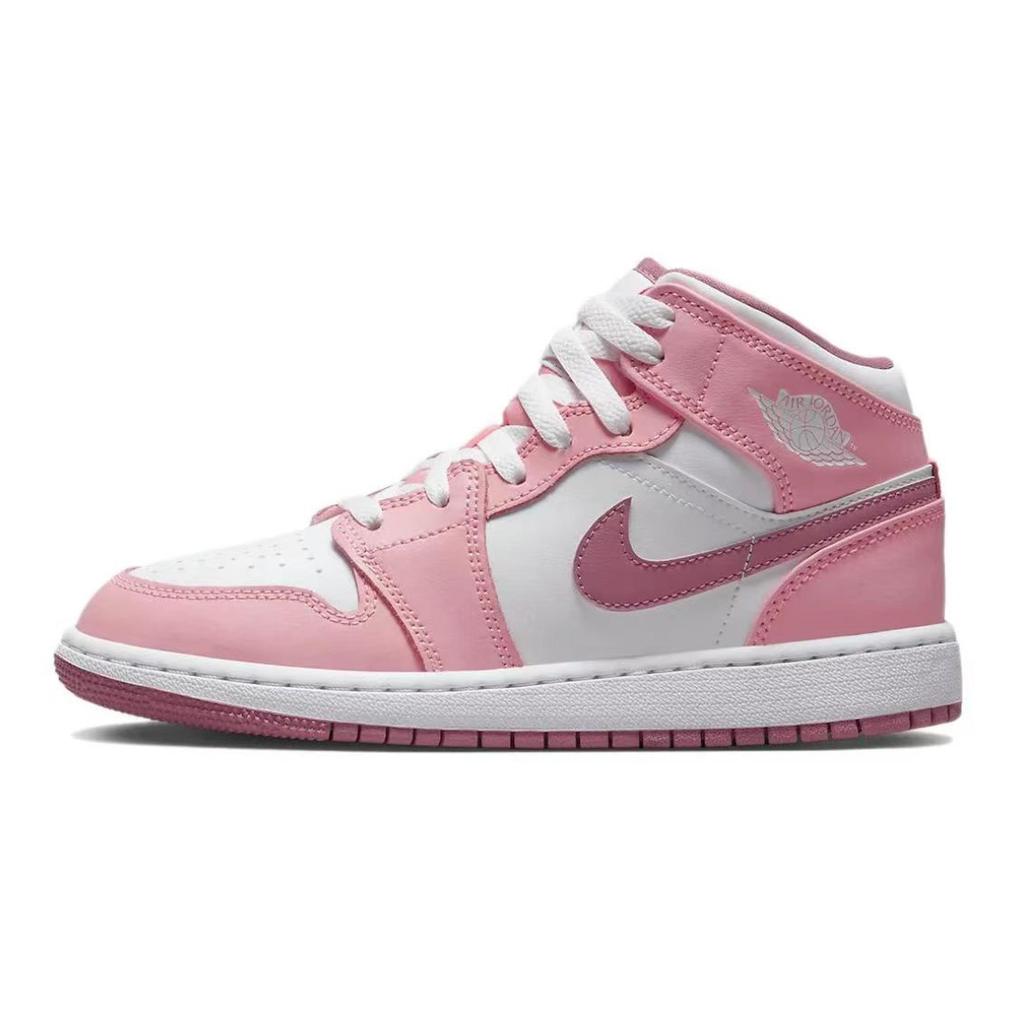 Jordan Air Jordan 1 811 Manufacturing, Love Confession High top Vintage Basketball Shoes Women's Pink Black White DQ8423-616(Team80-)