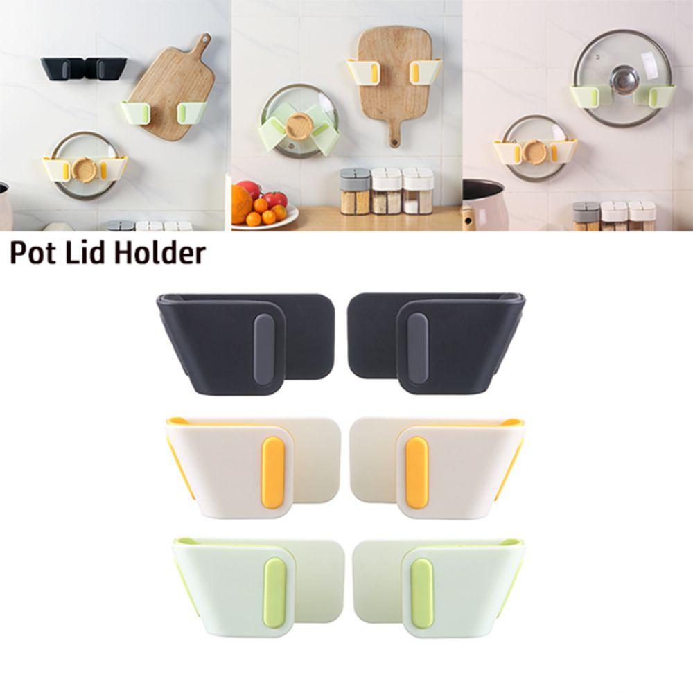 

Self-Adhesive Pot Lid Holder Wall-Mounted Pan Pot Rack Durable Cutting Board Shelf Household зелений