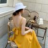 Beach dress photo beautiful seaside travel vacation sexy backless dress slim V-neck suspender dress super fairy