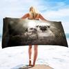 Microfiber Lightweight Thin Beach Towels for Adult and Kid Compact Personalized Sand Free Swim Pool Blanket Pug-dog puppy Print