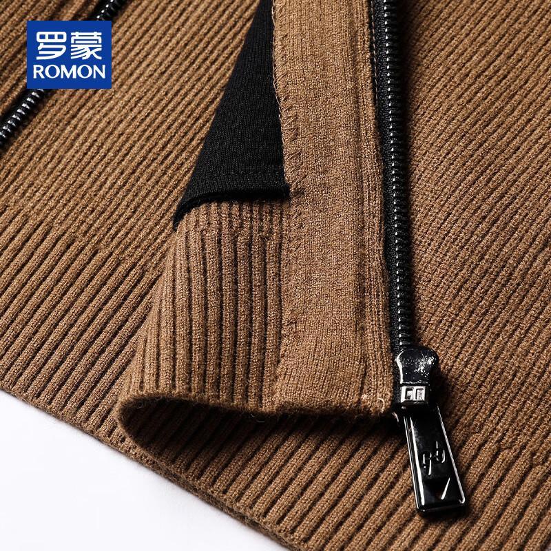 ROMON Men's Hooded Full-Zip Knitted Cardigan Sweater