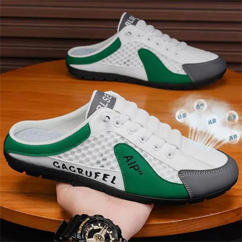 New Men's Casual Shoes Summer Thin Section Baotou Half Slippers Fashion Wild Flat-bottomed Bean Shoes For Men Sneakers