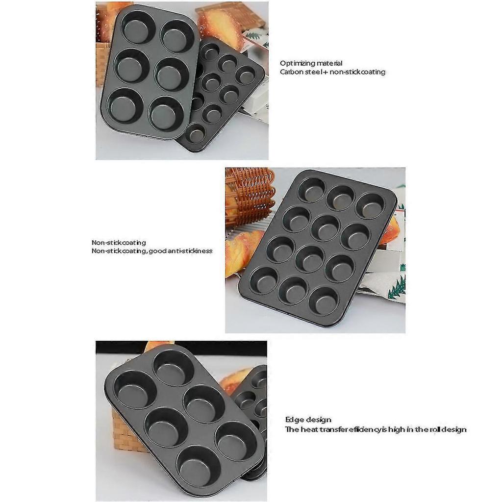 Non-stick Round Cupcake Mold Pan Muffin Tray Carbon Steel Baking Pan Pudding Bakeware Biscuit Pan(l)