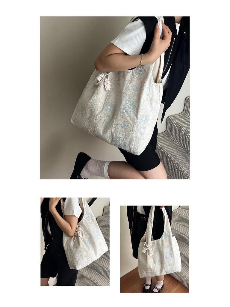 Korean Style Minimalist Large Capacity Printed Shoulder Tote Bag for Women