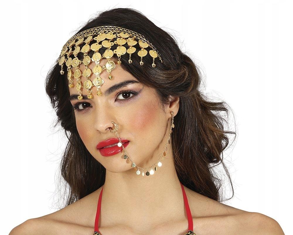 Arab Woman Gypsy Headband Decoration With Gold Coins Medals Carnival