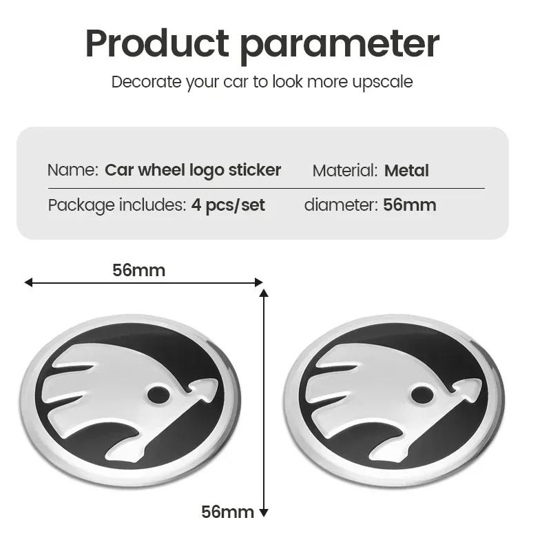 Car Sticker 4pcs 60mm 56mm Car Styling Wheel Center Cap Hub Covers Badge For Skoda Octavia Fabia Kamiq Kapoq Kodiaq Rapid SCALA