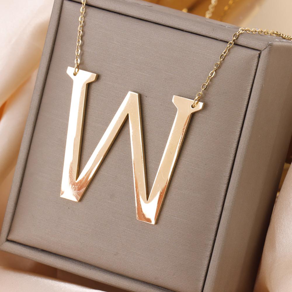 Minimalist Gold Plated Titanium Steel English Letter Pendant Necklace