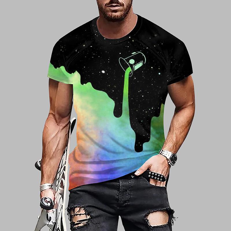 New Summer Men's Fashion T-shirt Personality Multicolored Printed Men's T-shirt Top