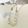 Mobile phone chain with Korean pearl and star pendants, short beaded chain, phone case lanyard, wrist accessory for girls