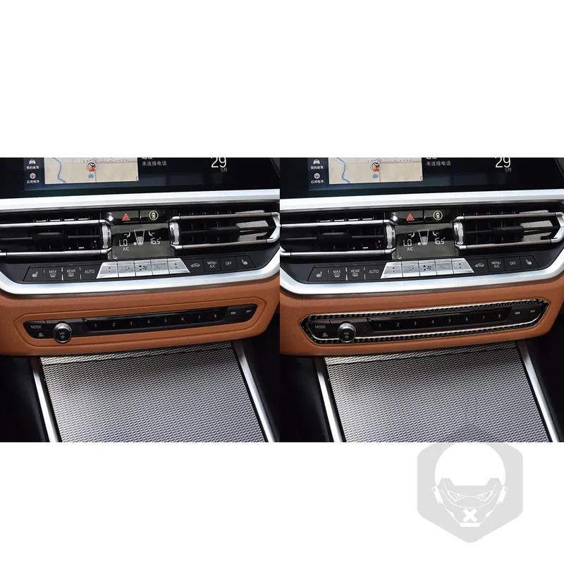 For BMW 4 Series G22 G23 G26 -2024 Carbon Fiber Center Console CD AC Radio Buttons Interior Car Accessories Cover Stickers