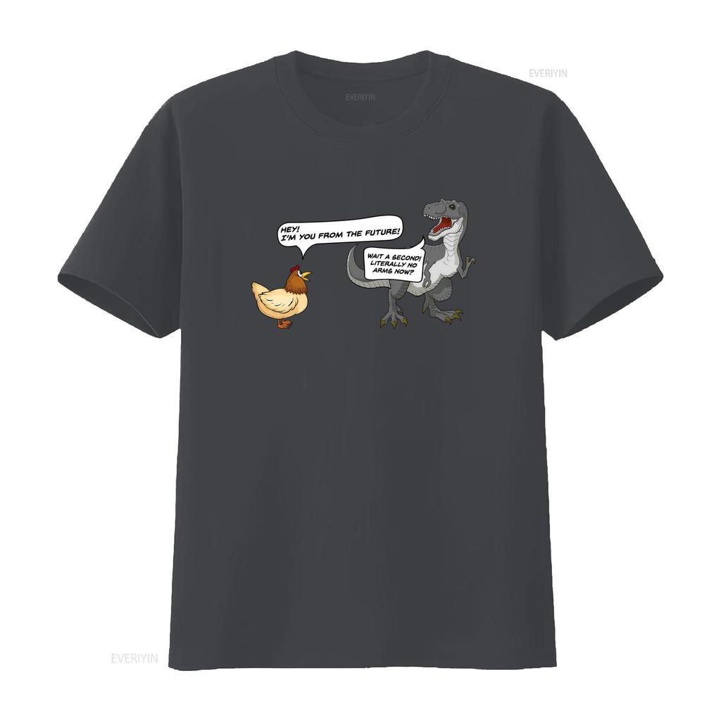 T Rex Chicken Funny Dinosaur Quote Novelty Meme Shirt vintage Washed Versatile Slightly Top For Everyday Wear Breathable Casual