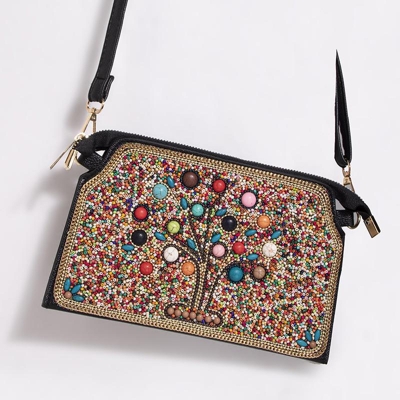 Bohemian Shell Shape Purse With Flower Embellishments For Daily Wear