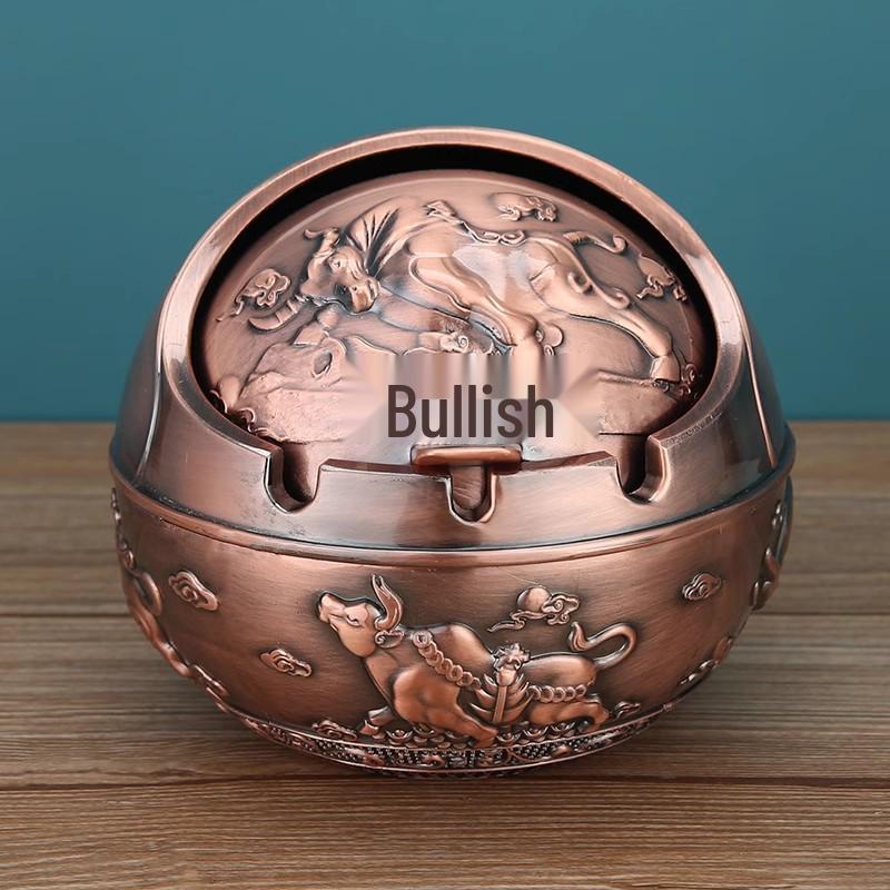 European Style Ashtray with Lid: Trendy, Drop-Proof, Anti-Fly Ash, Odor-Resistant, Luxury Living Room Decor.