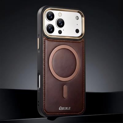 Luxury Business Magnetic Leather Phone Case for iPhone 17 Pro Max 16 15 14 13 12 Shockproof For Magsafe Comfortable Grip Cover