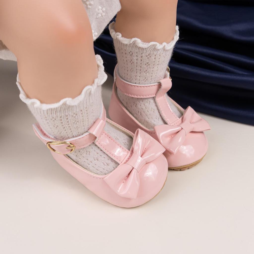 2024 Classic Style Patent Leather Baby Princess Bow Shoes Toddler Shoes