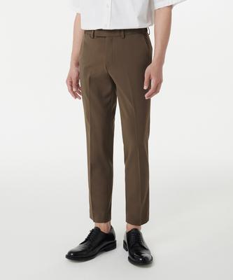 Tapered Hidden Banding Crop Slacks [Brown]