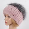 Hot Sale Women Winter Real Rex Rabbit Fur Hat Scarf Sets Natural Warm Genuine Silver Fox Fur Rex Rabbit Fur Cap Scarves 2 Pieces